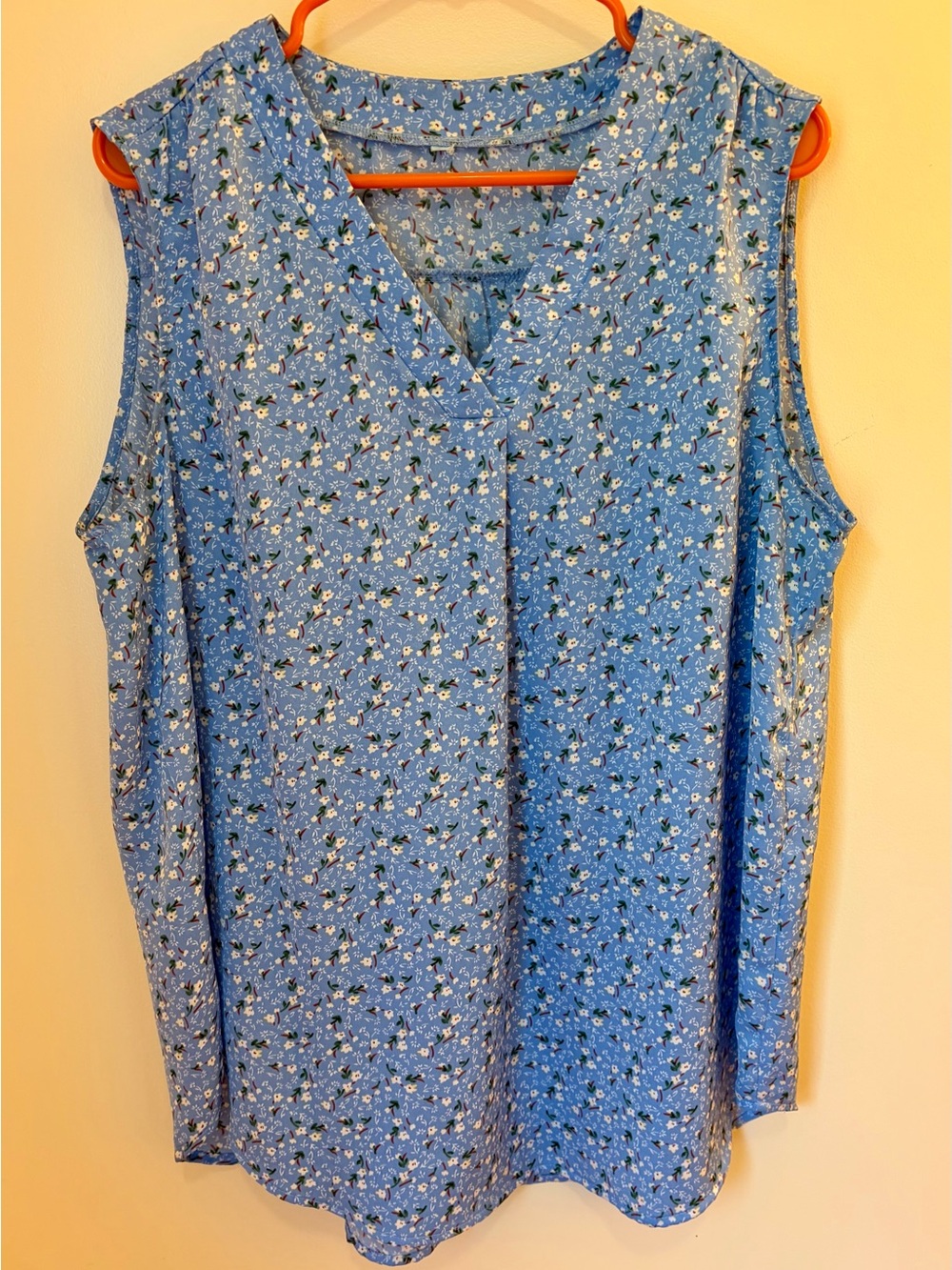 Sleeveless Floral V-Neck Women's Top in Blue